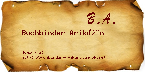 Buchbinder Arikán névjegykártya